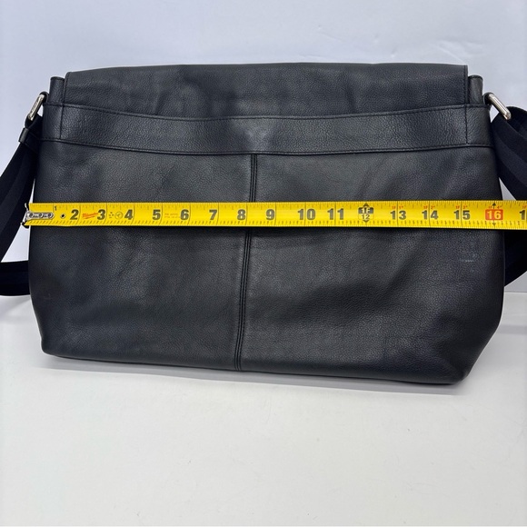 Coach Black Leather Messenger with Striped Webbing Strap - Picture 12 of 16